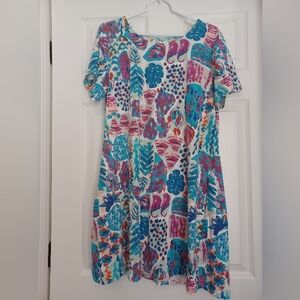 Aryeh Womens Size M Under The Sea Pattern A Line Cotton Dress.